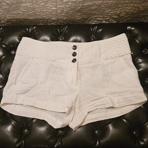 Charlotte Russe Cream High-Rise Shorts with Braided Waist